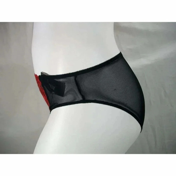 SMALL Paramour 675009 by Felina Ellie Hi Cut Bikini Panty Red Japanese Blossom - Picture 9 of 11